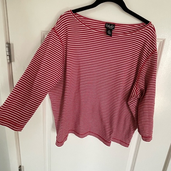 Rafaella Tops - Rafaella Striped Boatneck Top